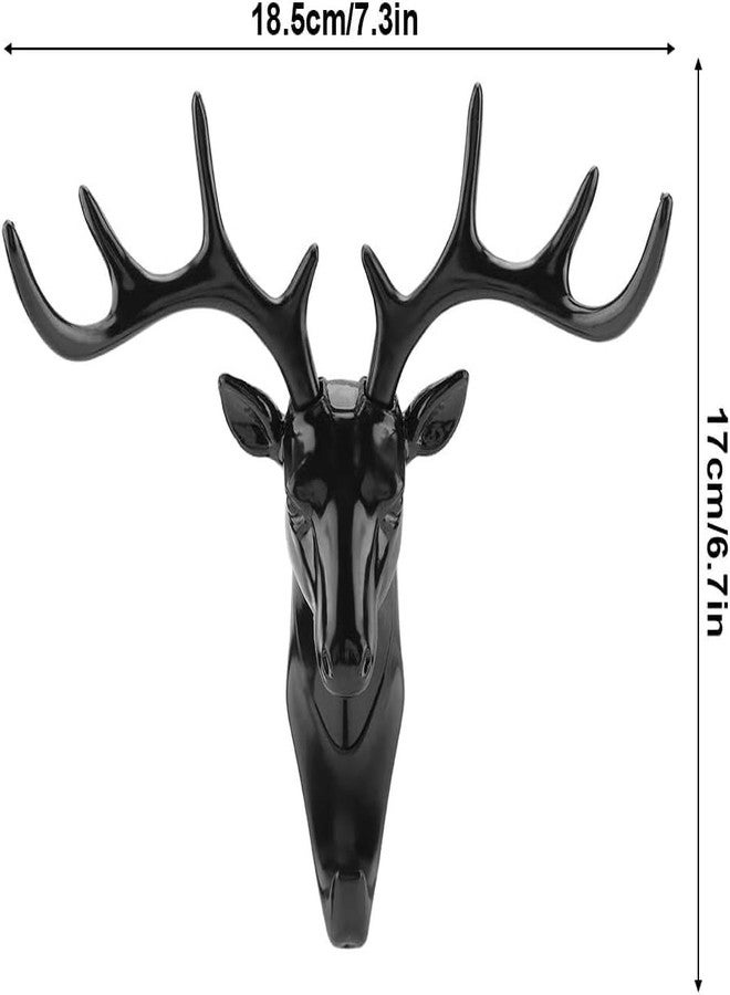 Potency 1 Piece Deer Head Shape Wall Hook Hanger,Antler Hanger,Animals Deer Head Hook Hanger Rack Holder Wall Mount for Home Office Room Décor(Black) - Image 2